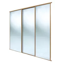 Spacepro Classic 3-Door Sliding Wardrobe Door Kit Oak Frame Mirror Panel 2216 x 2260mm