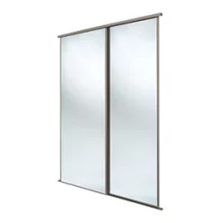 Spacepro Classic 2-Door Sliding Wardrobe Door Kit Stone Grey Frame Mirror Panel 1185 x 2260mm