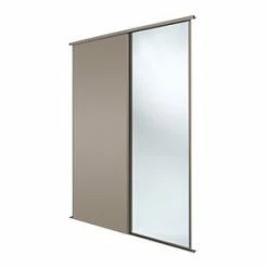 Spacepro Classic 2-Door Sliding Wardrobe Door Kit Stone Grey Frame Stone Grey / Mirror Panel 1185 x 2260mm