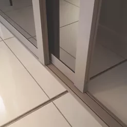 Spacepro Shaker 3-Door Sliding Wardrobe Door Kit Stone Grey Frame Mirror Panel 2592 x 2260mm -Wardrobe Sales 861GP A2