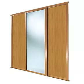 Spacepro Shaker 4-Door Sliding Wardrobe Door Kit Oak Frame Oak / Mirror Panel 2898 x 2260mm 3 Spacepro Shaker 4-Door Sliding Wardrobe Door Kit Oak Frame Oak / Mirror Panel 2898 x 2260mm