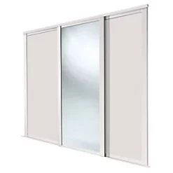 Spacepro Shaker 3-Door Sliding Wardrobe Door Kit Cashmere Frame Cashmere / Mirror Panel 1680 x 2260mm