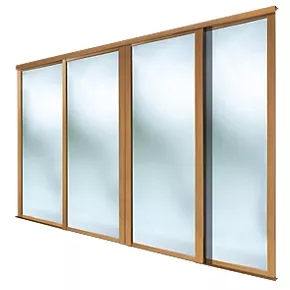 Spacepro Shaker 4-Door Framed Sliding Wardrobe Mirror Doors Oak Frame Mirror Panel 2898 x 2260mm 3 Spacepro Shaker 4-Door Framed Sliding Wardrobe Mirror Doors Oak Frame Mirror Panel 2898 x 2260mm