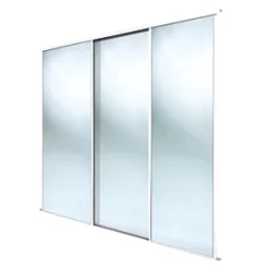 Spacepro Classic 3-Door Framed Sliding Mirror Wardrobe Doors White Frame Mirror Panel 2672 x 2260mm