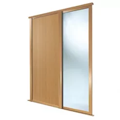 Spacepro Shaker 2-Door Sliding Wardrobe Door Kit Oak Frame Oak / Mirror Panel 1449 x 2260mm