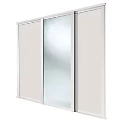 Spacepro Shaker 3-Door Sliding Wardrobe Door Kit Cashmere Frame Cashmere / Mirror Panel 2136 x 2260mm