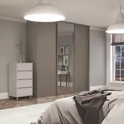 Spacepro Classic 3-Door Sliding Wardrobe Door Kit Stone Grey Frame Stone Grey / Mirror Panel 1760 x 2260mm 6 Spacepro Classic 3-Door Sliding Wardrobe Door Kit Stone Grey Frame Stone Grey / Mirror Panel 1760 x 2260mm -Wardrobe Sales 912GK A1