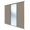 Spacepro Classic 3-Door Sliding Wardrobe Door Kit Stone Grey Frame Stone Grey / Mirror Panel 1760 x 2260mm -Wardrobe Sales 912GK P