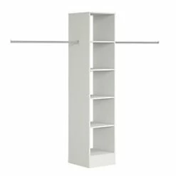 Spacepro 5-Shelf Tower Unit with Hanger Bar White 450 x 2100mm