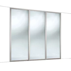 Spacepro 3-Door Sliding Wardrobe Door Kit Dove Grey Frame Mirror Panel 2592 x 2260mm 4 Spacepro 3-Door Sliding Wardrobe Door Kit Dove Grey Frame Mirror Panel 2592 x 2260mm - Image 2