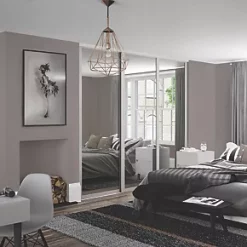 Spacepro 3-Door Sliding Wardrobe Door Kit Dove Grey Frame Mirror Panel 2592 x 2260mm