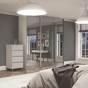 Spacepro Classic 3-Door Sliding Wardrobe Door Kit Cashmere Frame Mirror Panel 1760 x 2260mm 4 Spacepro Classic 3-Door Sliding Wardrobe Door Kit Cashmere Frame Mirror Panel 1760 x 2260mm - Image 2