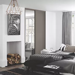 Spacepro Shaker 2-Door Sliding Wardrobe Door Kit Stone Grey Frame Stone Grey / Mirror Panel 1753 x 2260mm 4 Spacepro Shaker 2-Door Sliding Wardrobe Door Kit Stone Grey Frame Stone Grey / Mirror Panel 1753 x 2260mm - Image 2