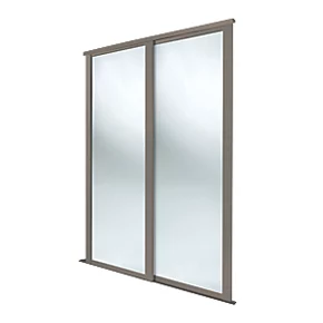 Spacepro Shaker 2-Door Sliding Wardrobe Door Kit Stone Grey Frame Mirror Panel 1145 x 2260mm 3 Spacepro Shaker 2-Door Sliding Wardrobe Door Kit Stone Grey Frame Mirror Panel 1145 x 2260mm
